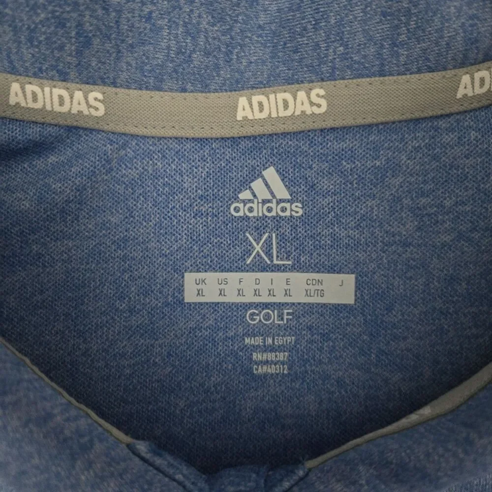 Adidas Golf Polo RN88387 Mens XL Heather Blue Short‎ Sleeve Performance